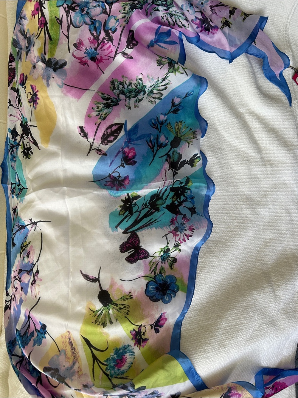 Vince Camuto Floral Sheer Scarf in Pink, Blue, Green and Yellow